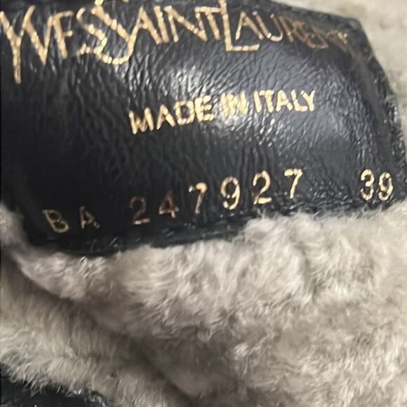 YSL YVES SAINT LAURENT SUEDE SHEARING ANKLE ASPEN WEDGE BOOTS SIZE 39 - Picture 9 of 12